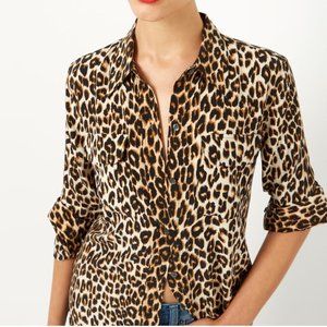 Equipment, slim signature long sleeve silk blouse, size medium